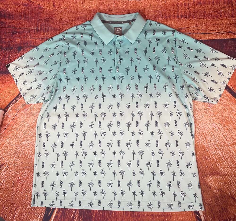Callaway Opti-Dri Men's Palm Tree Print Golf Polo Shirt